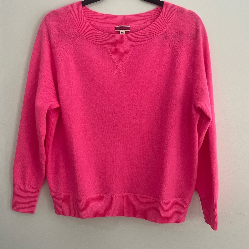 J.Crew 100% Cashmere Wide Neck Sweater Relaxed Fit Pink Sz XXS EUC Preppy